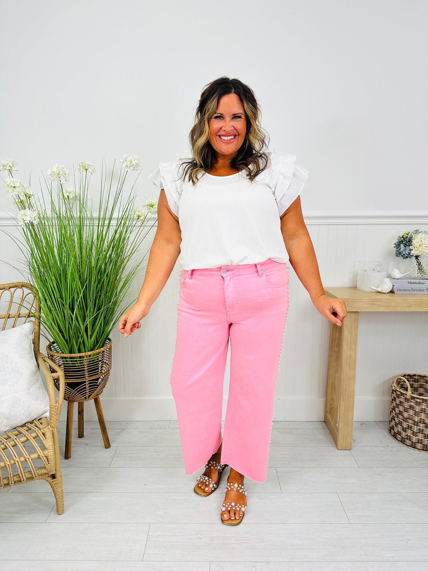 Make Me Blush Wide Leg Cropped Jeans