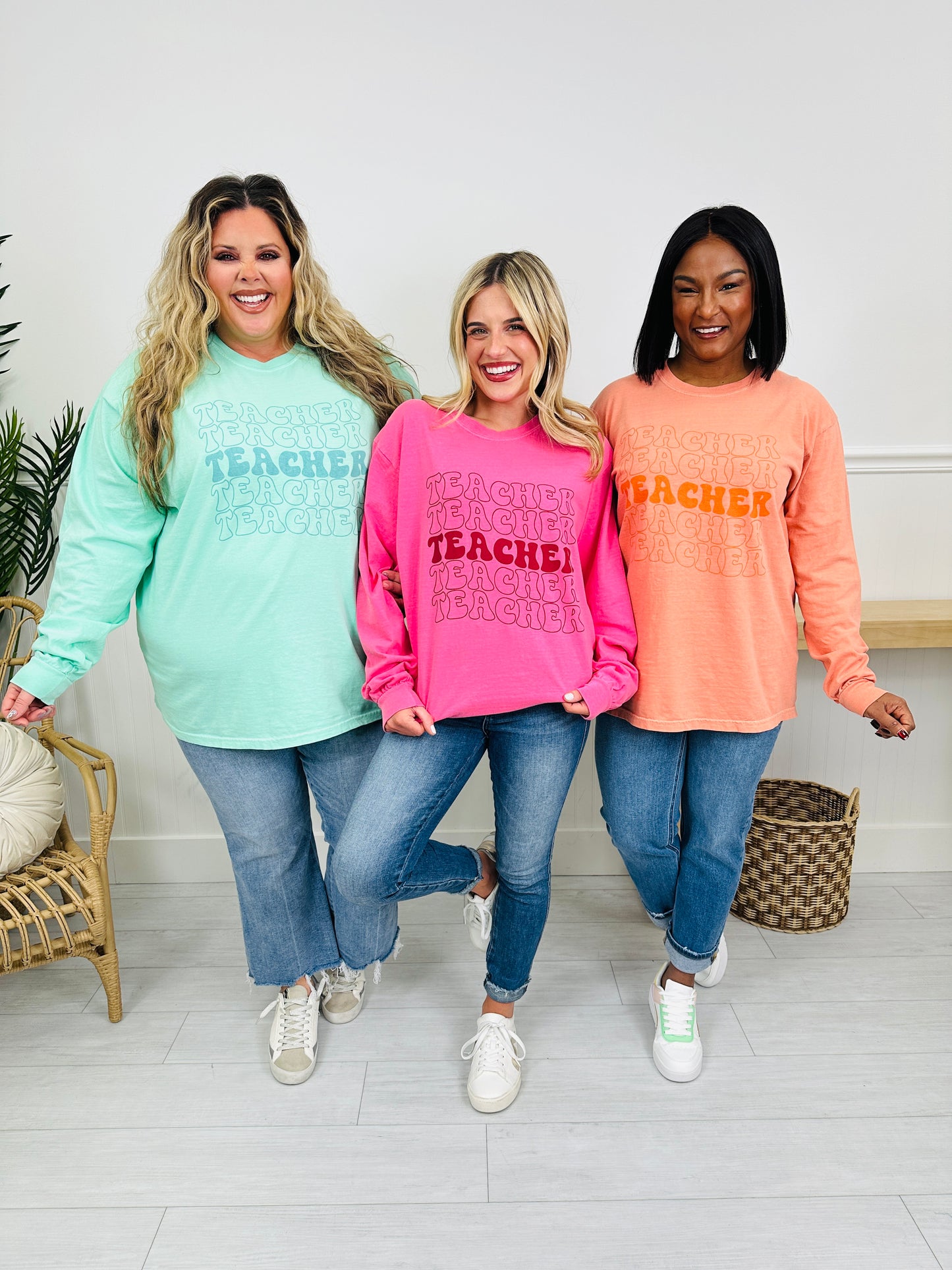 Teacher Graphic Long Sleeve Tee in Multiple Colors
