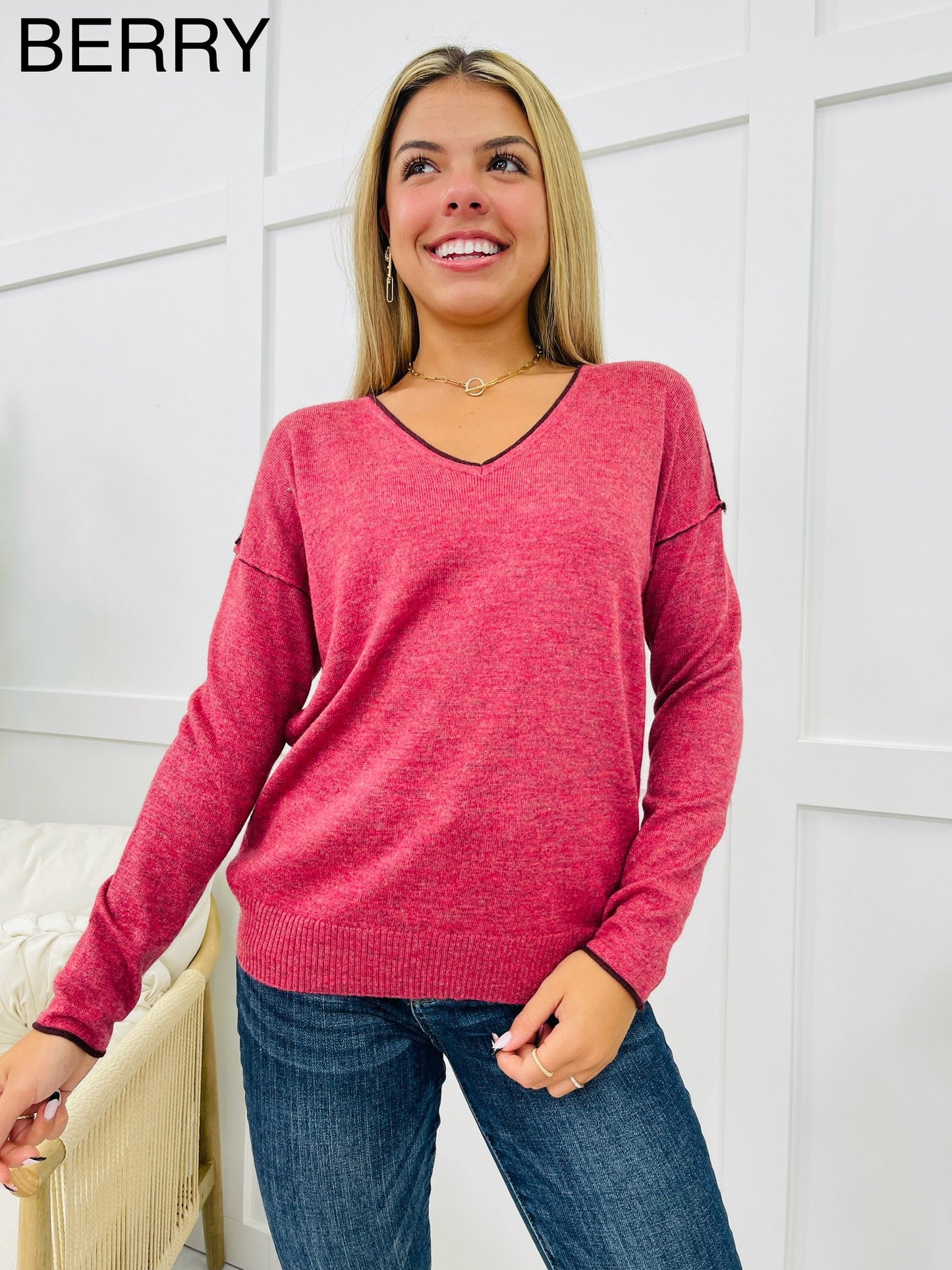 Comfortable Contrast Sweater- Multiple Colors!