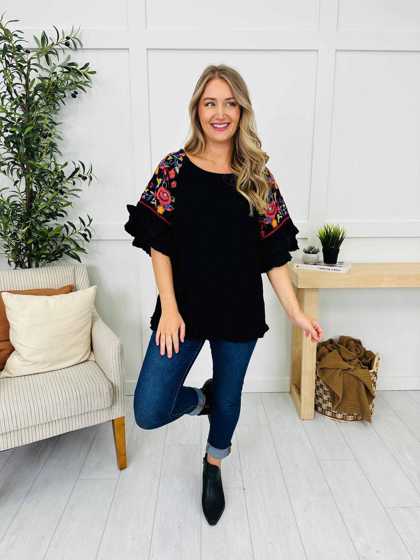 Frills Before Sunrise Top in Black