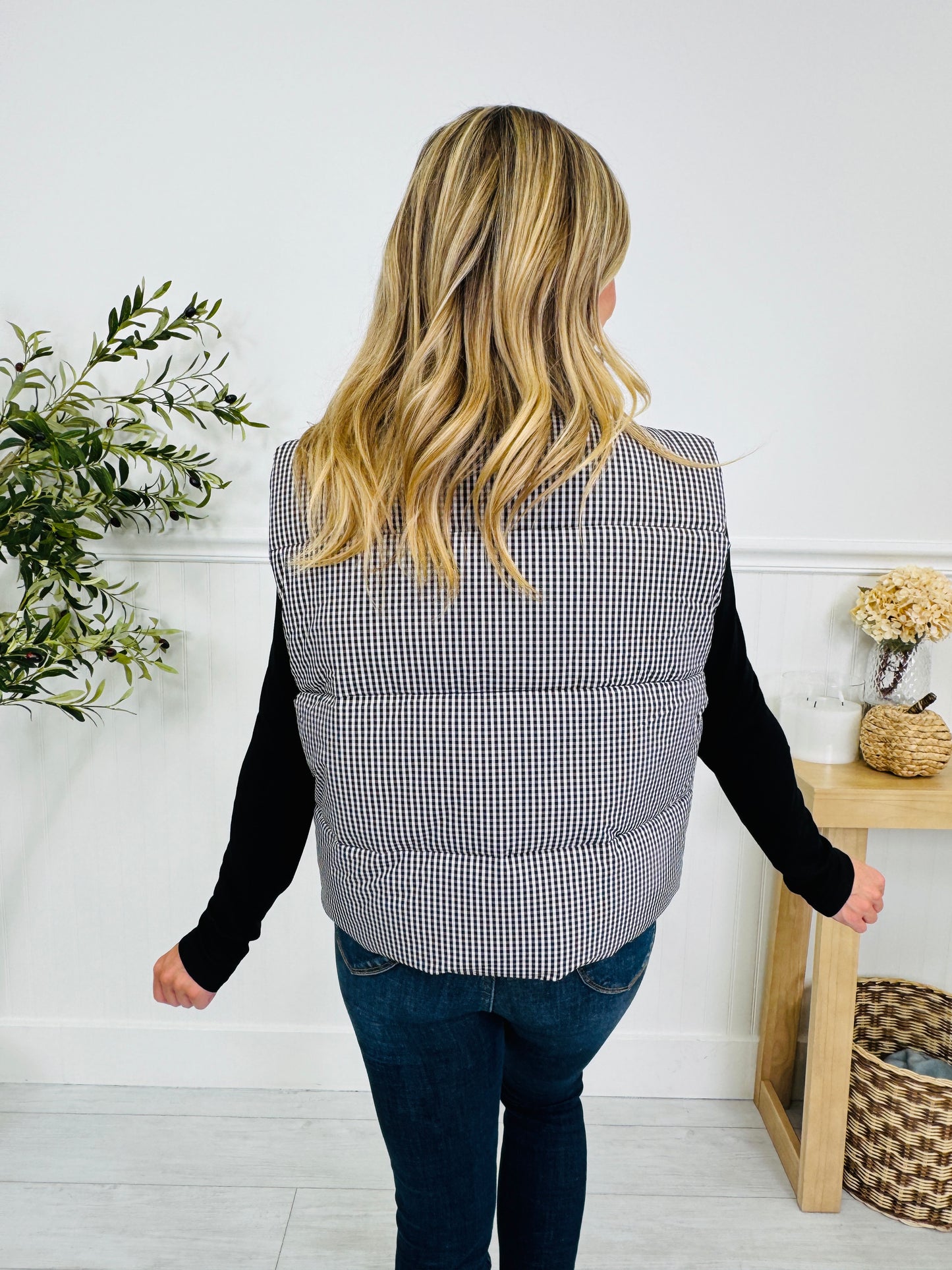 Gingham & Go Puffer Vest
