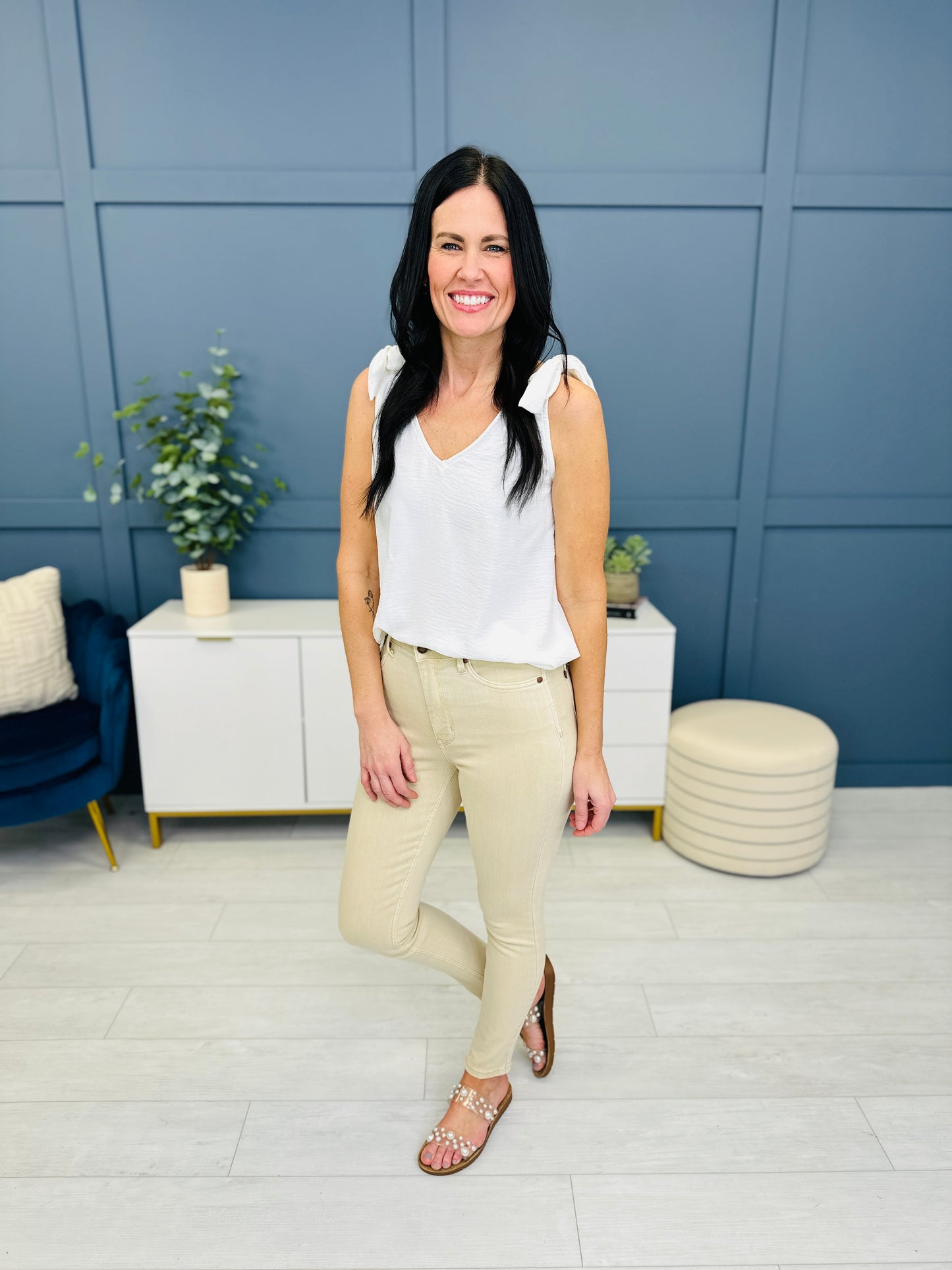 Judy Blue Khaki is The New White Tummy Control Skinny Jeans in Reg/Curvy