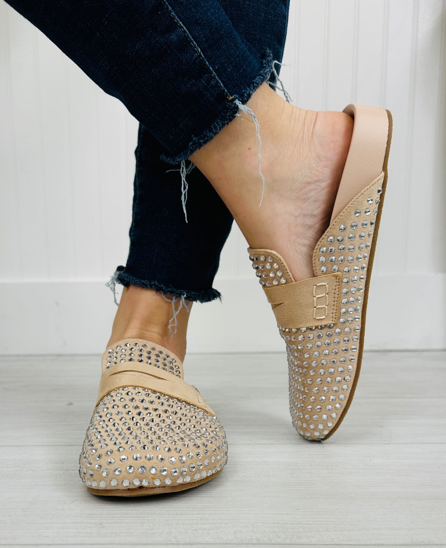 Shine Society Flats in Taupe Suede