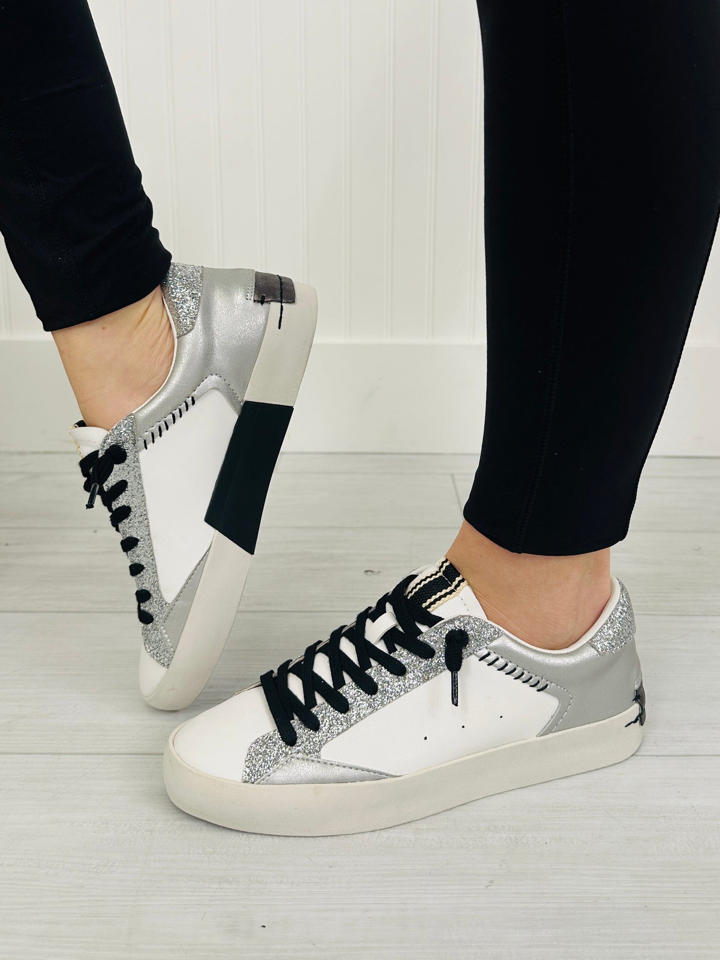 Shimmer Street Sneakers in Silver Glitter