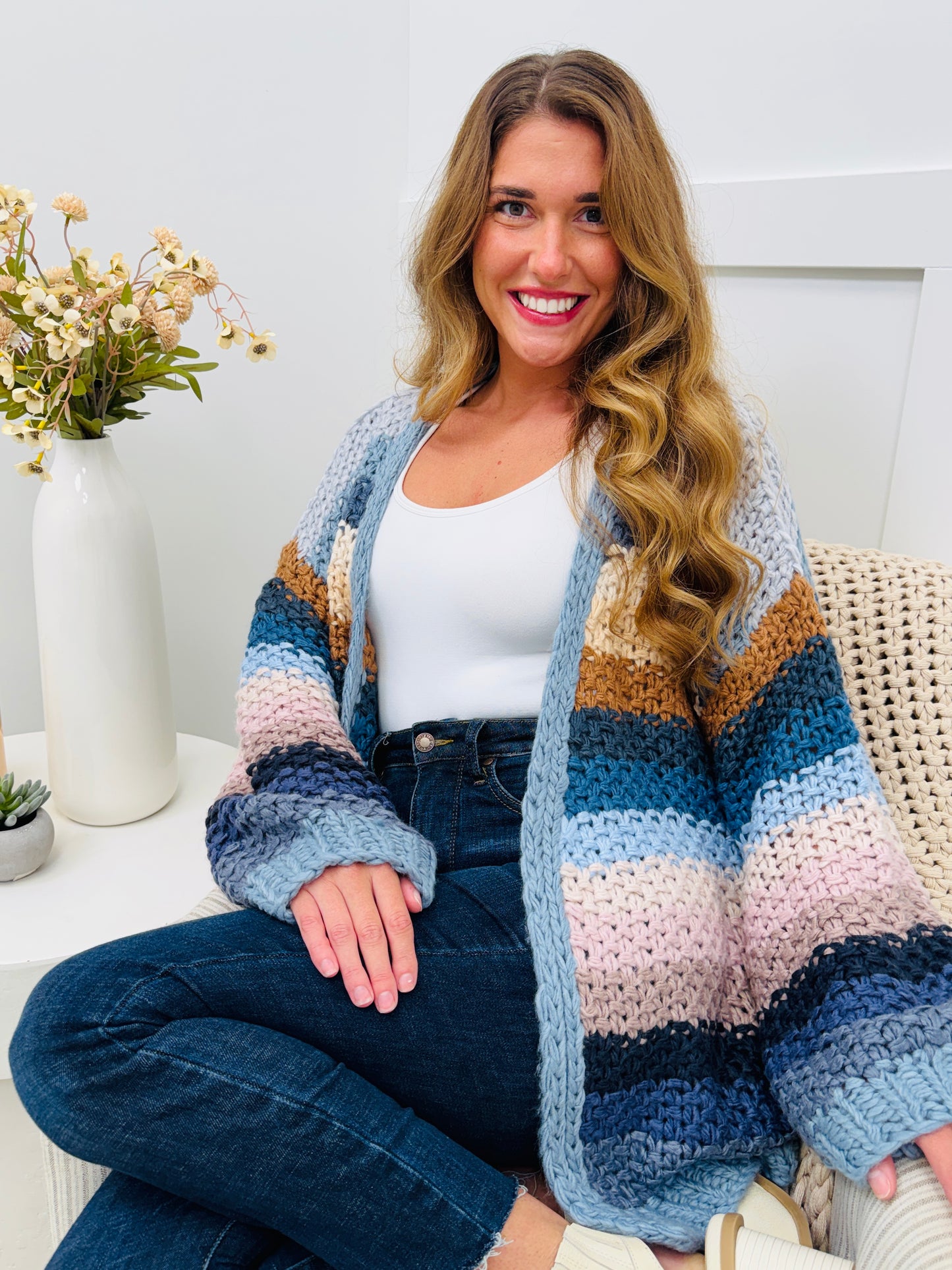 Sunset Trails Cardigan In Slate Blue