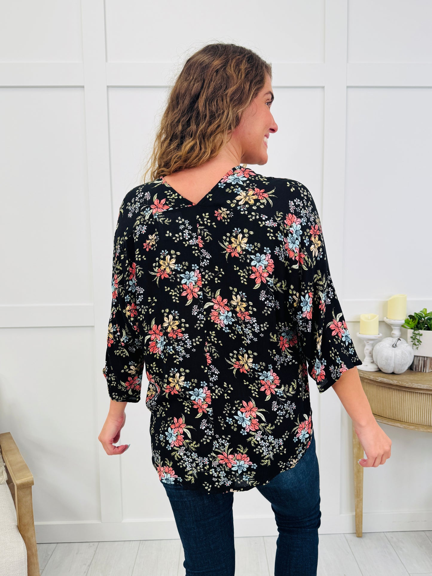 Botanical Beauty Top In Black/Pink