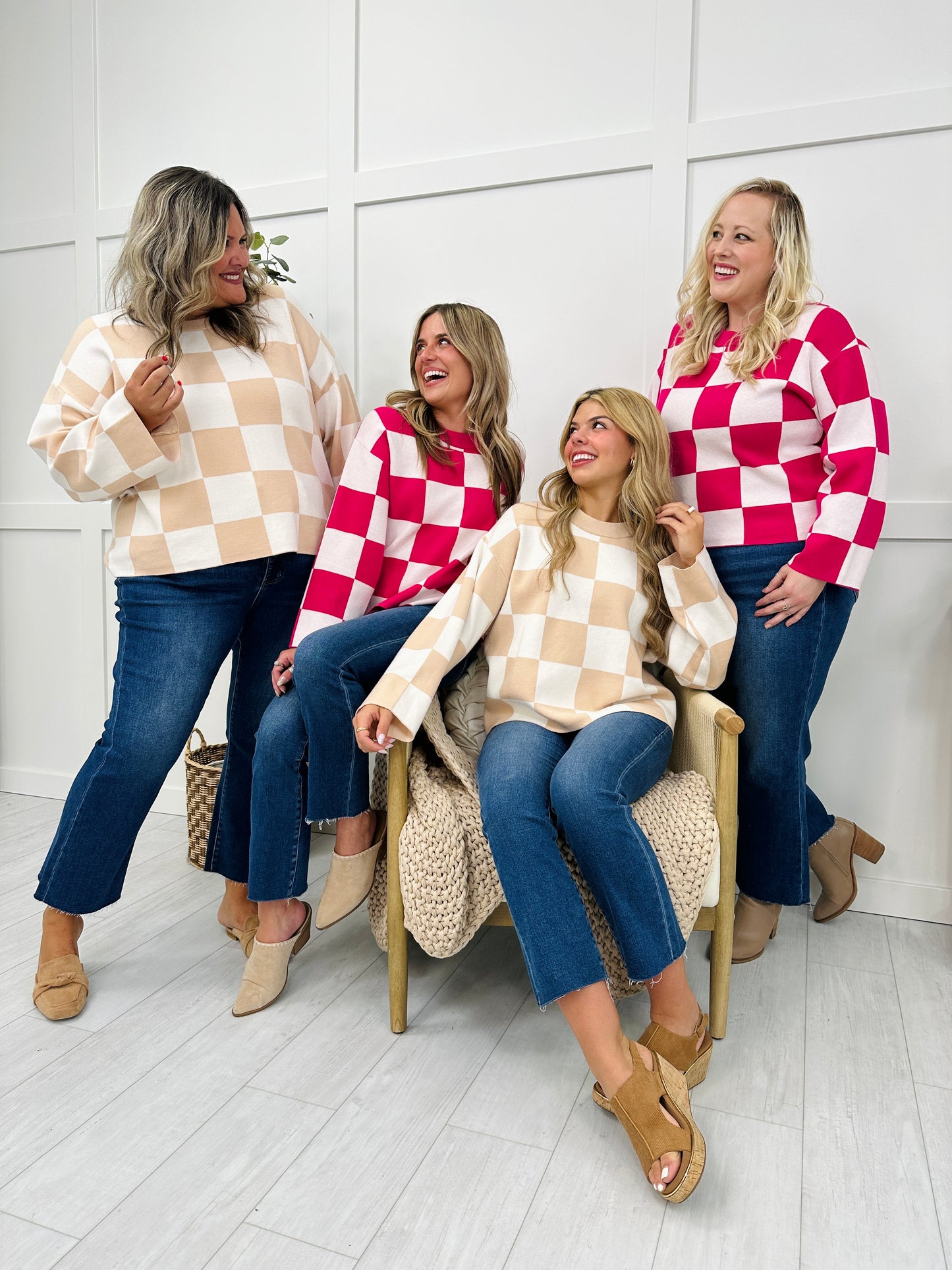 REG/CURVY Come Check This MOCO Exclusive Design Checkered Sweater- Multiple Colors!