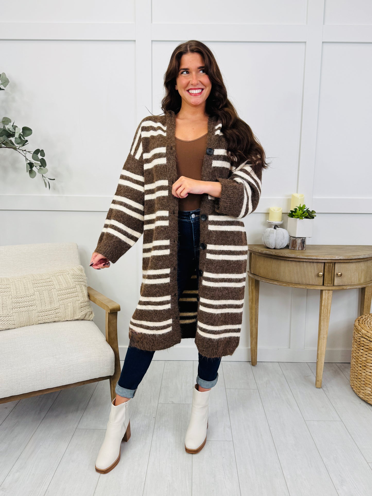 Autumn Avenue Cardigan In Choco Multi
