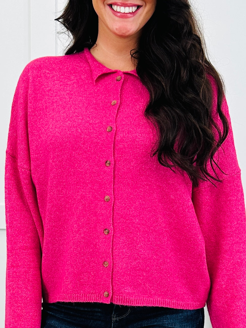 Keep It Classic Cardigan In Hot Pink