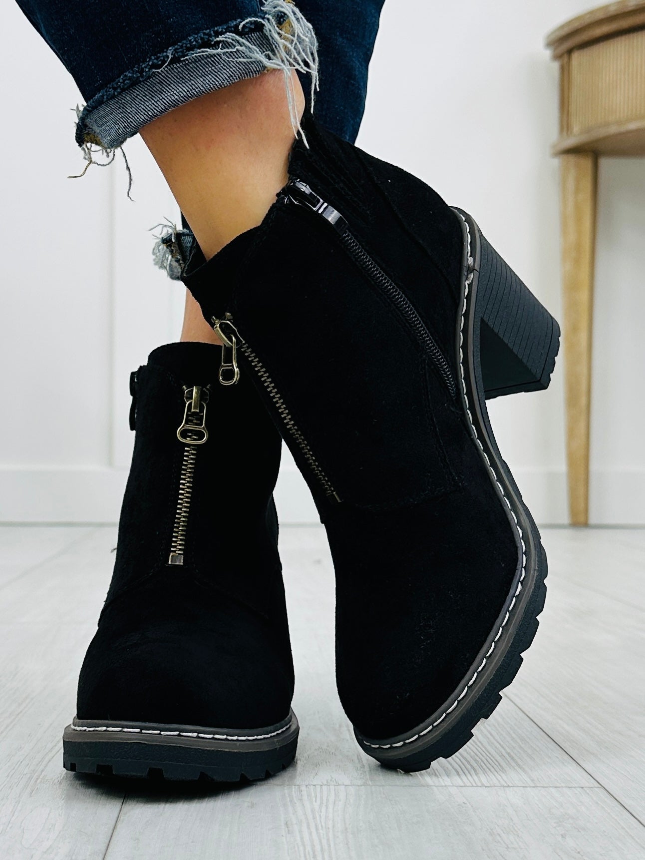 Midnight Zip Booties In Black