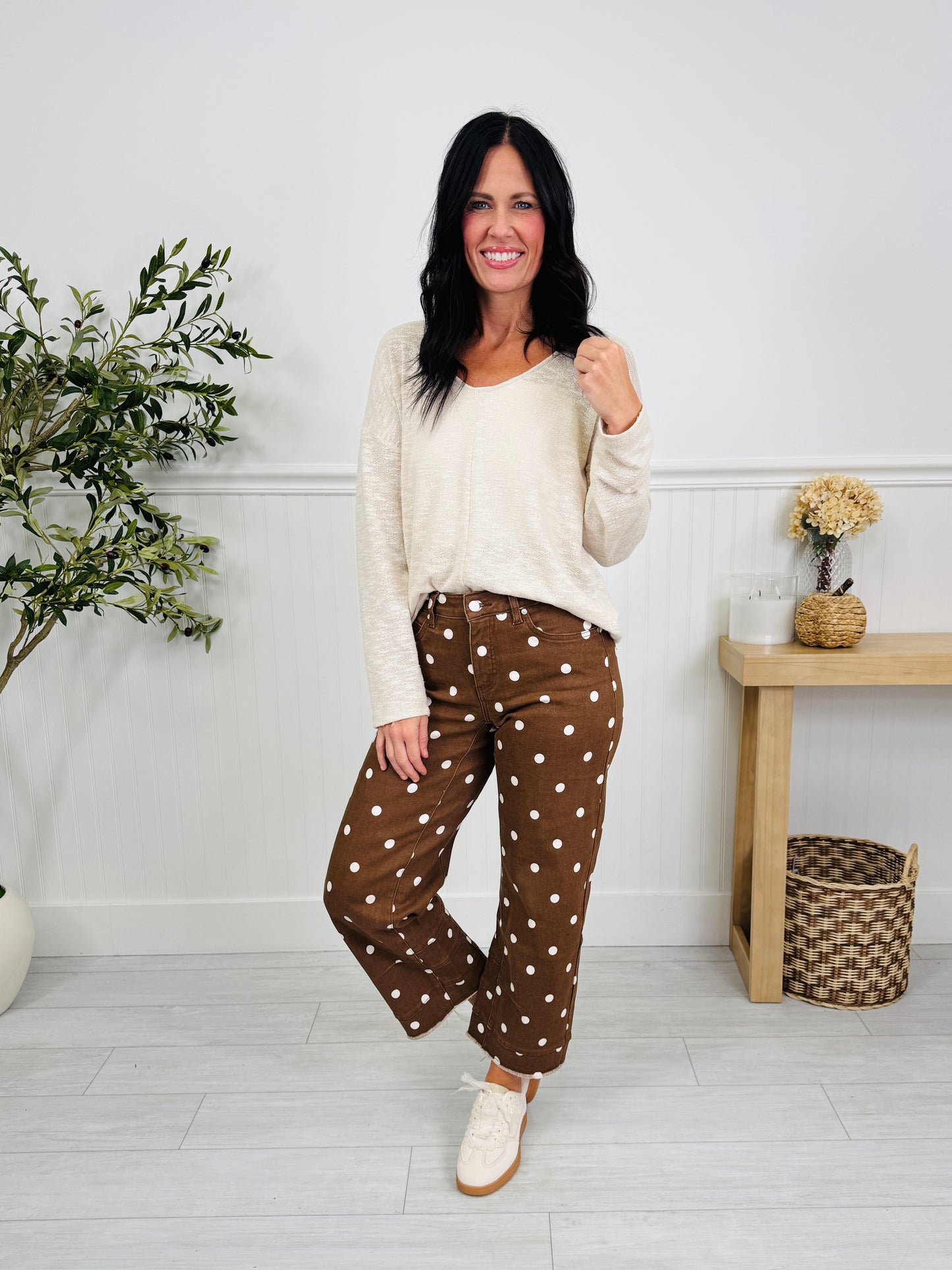 Polka Dot Dreams Tummy Control Barrel Jeans