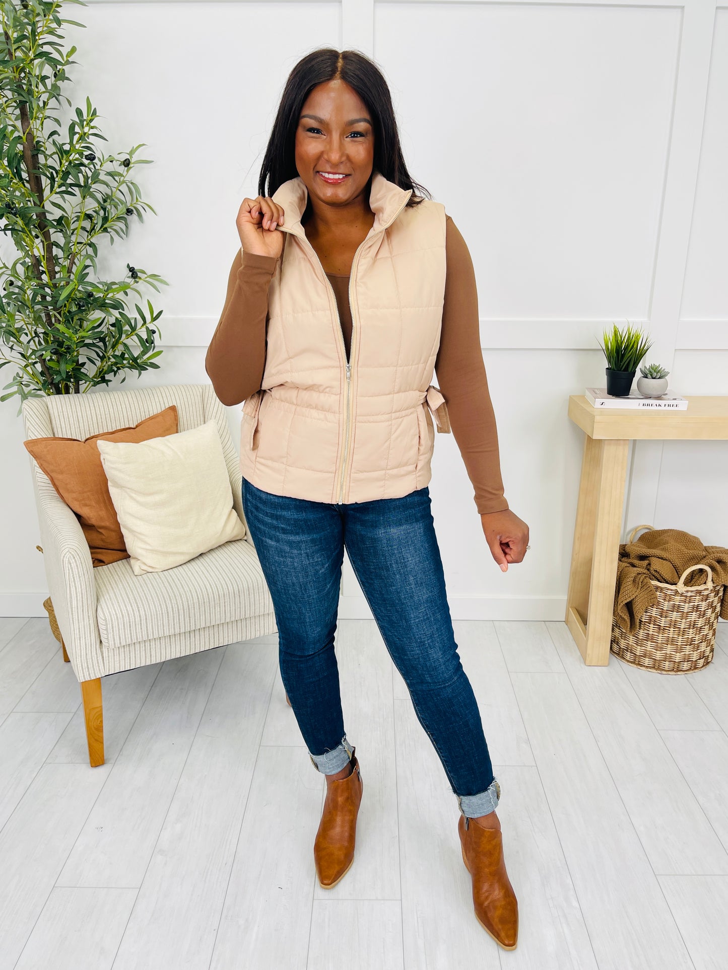 Downtown Layers Vest in Tan