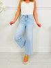 Sunflower Season Tummy Control Wide Leg Cropped Jeans