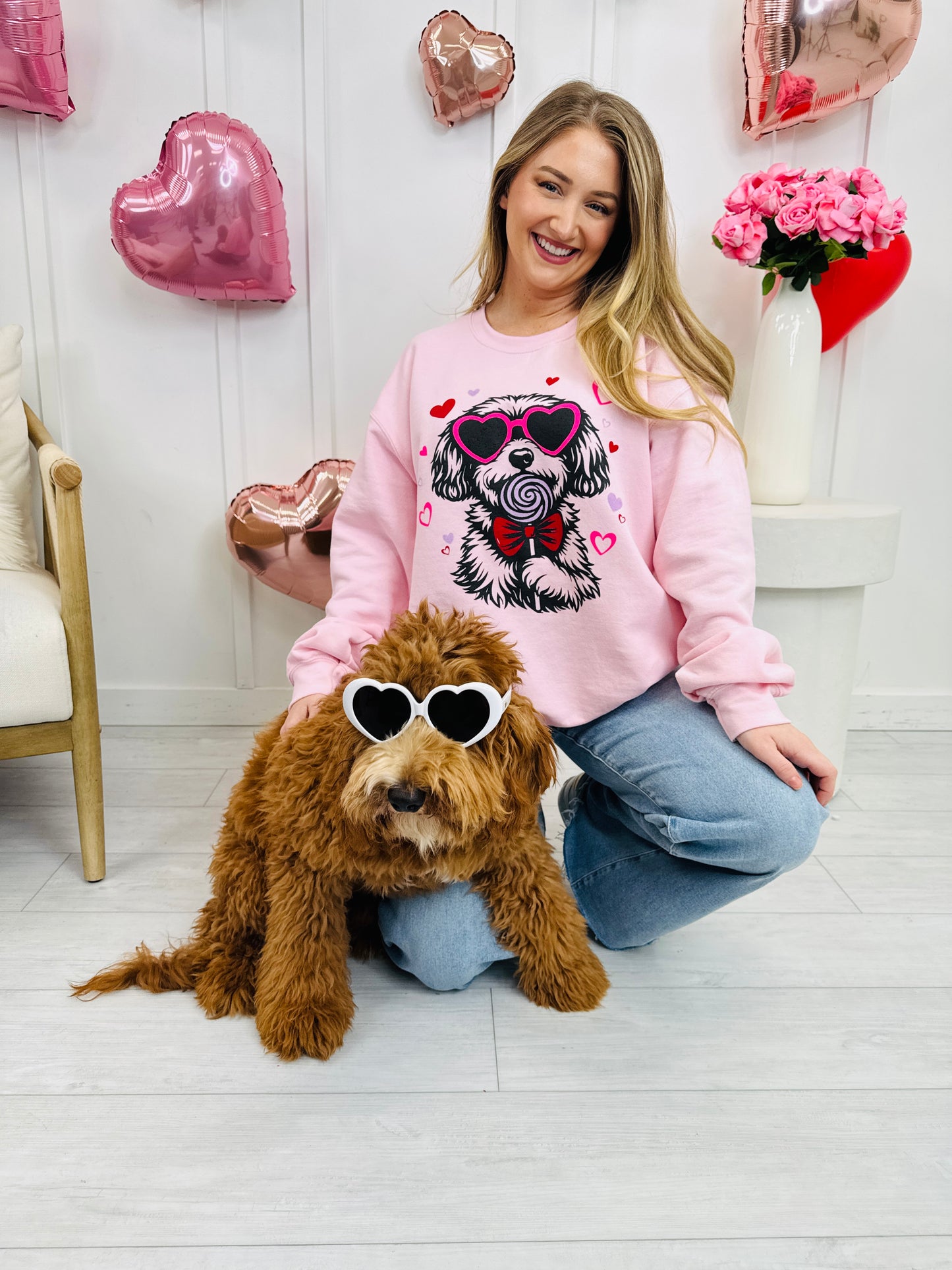 Dogs and Lollipops Graphic Crewneck Sweatshirt