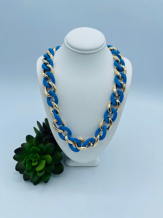 The Diva Chain Necklace In Royal Blue