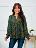 Midnight Confetti Blouse In Jungle Green