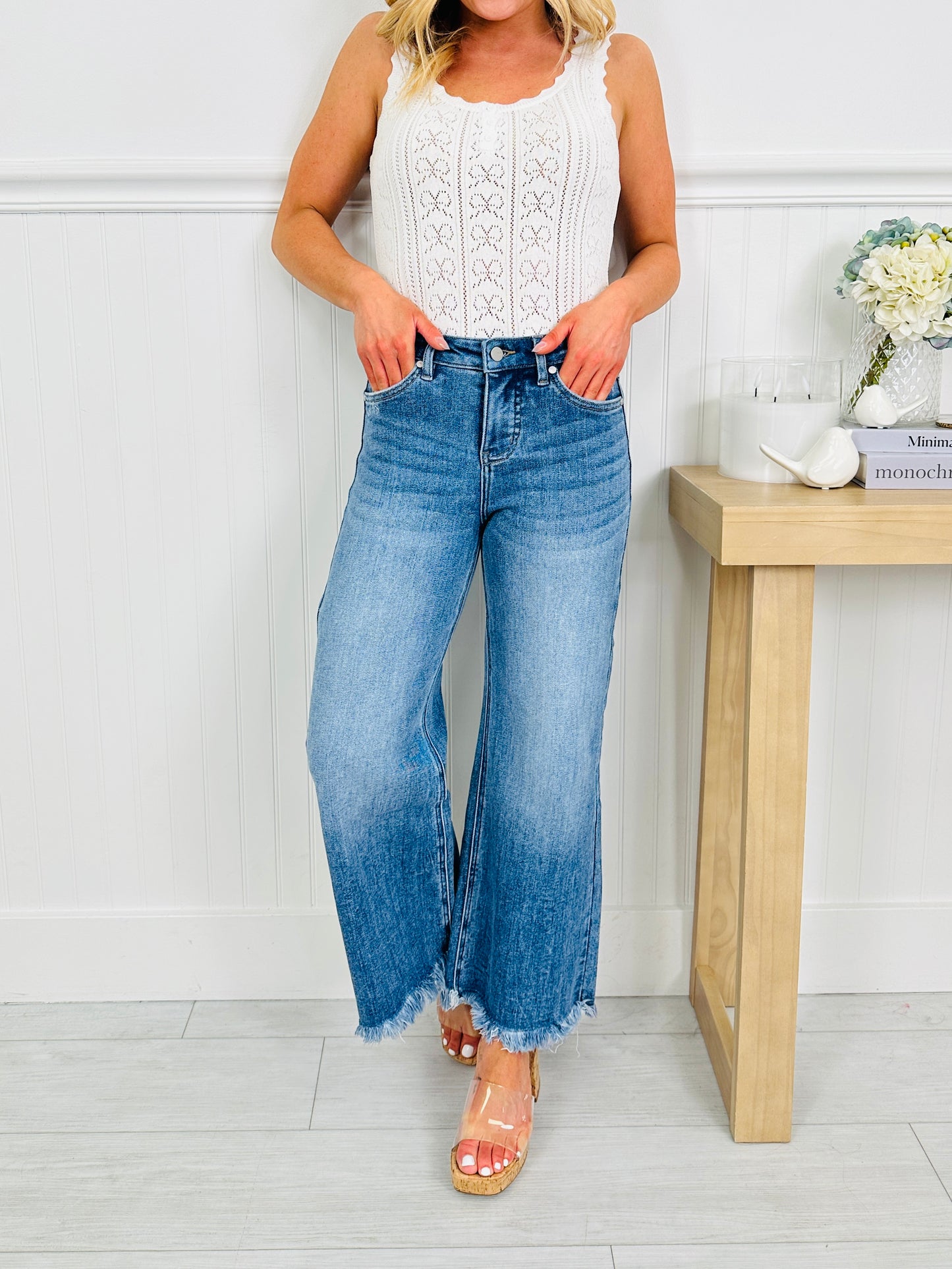 Can't Get Enough Cropped Wide Leg Tummy Control Jeans