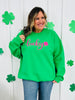 Pink Lucky Clover Puff Graphic Crewneck Sweatshirt