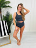 High Waisted V-Cut Swim Bottoms In Black/Charcoal Gingham