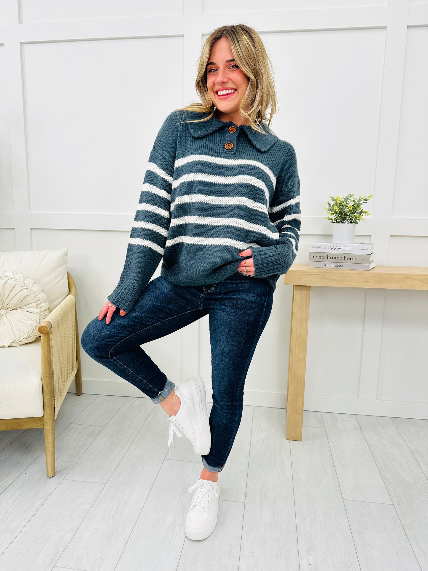 Color Me Cozy Sweater In Dark Denim