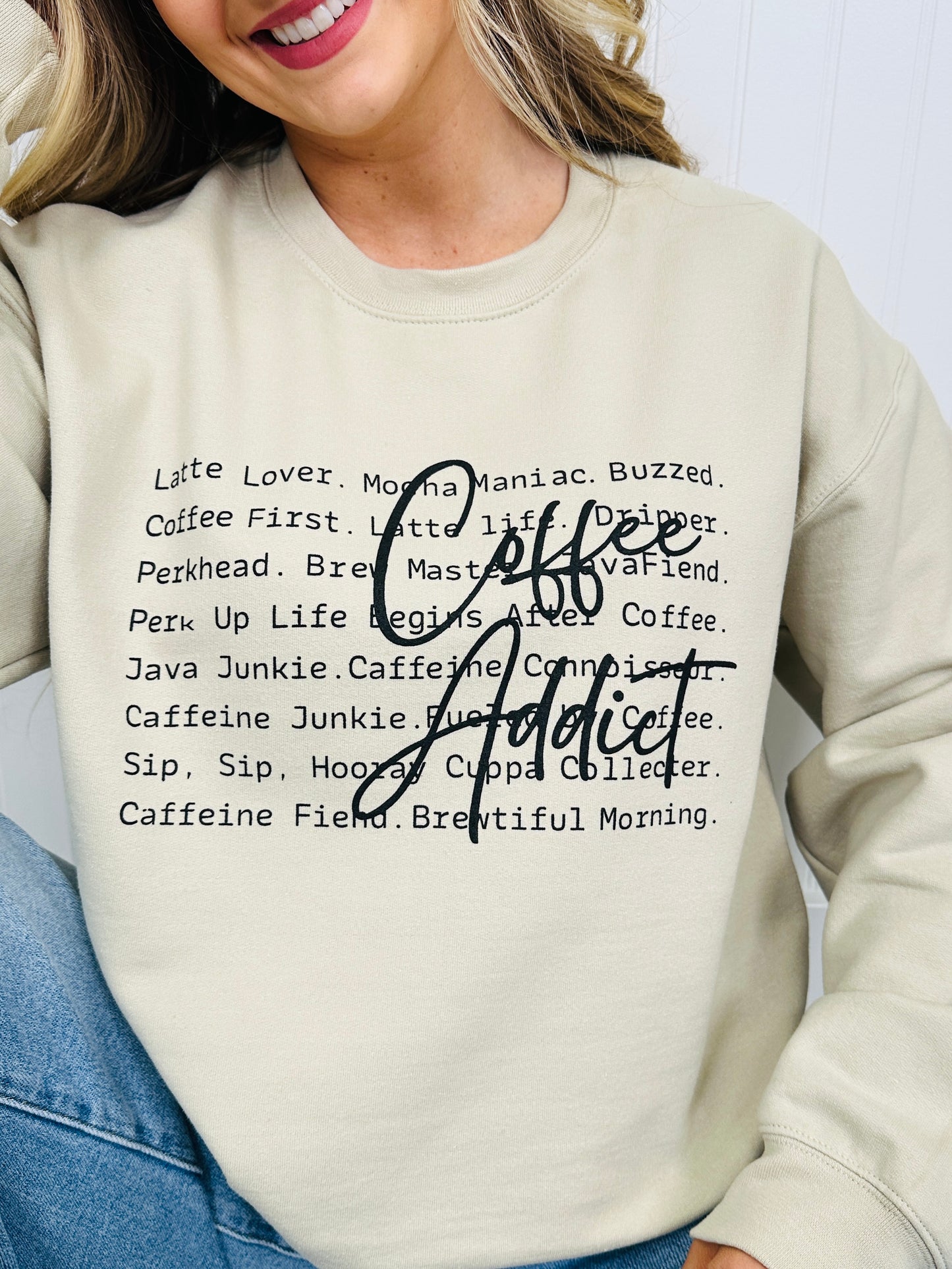 Coffee Addict  Graphic Crewneck Sweatshirt