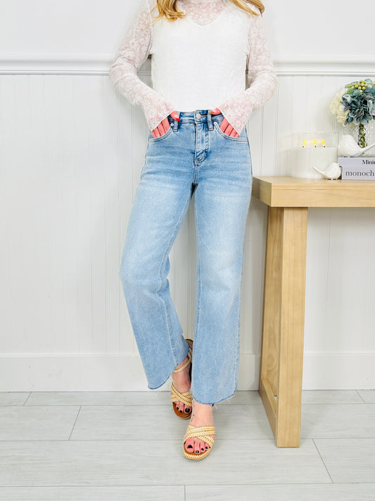 All Eyes on Me Tummy Control Wide Leg Cropped Jeans