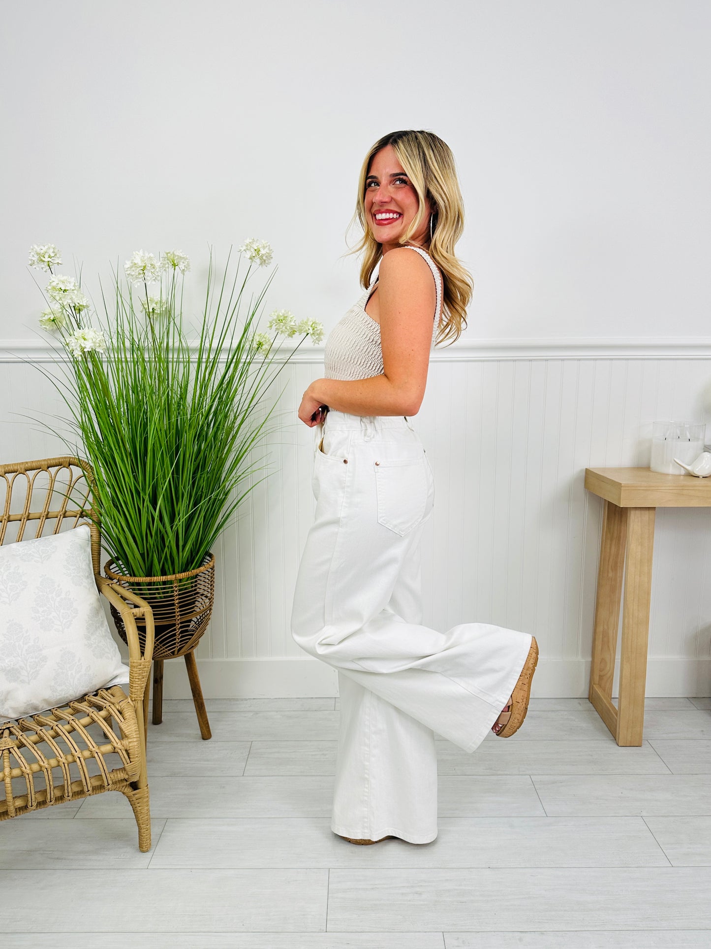 Judy Blue White As a Feather Palazzo Jeans