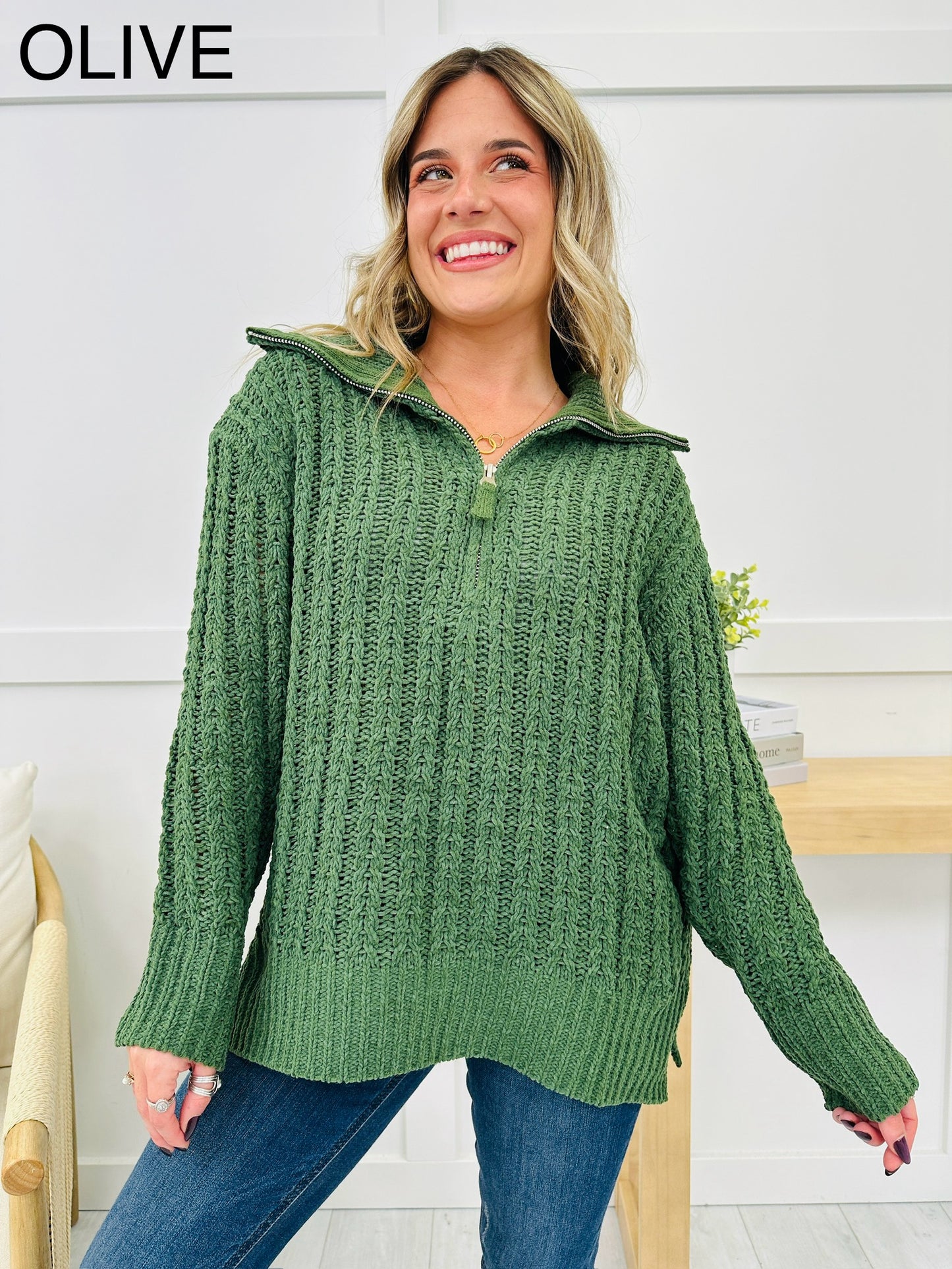 REG/CURVY Cozy Crush Chenille Zip Up Sweater- Multiple Colors!