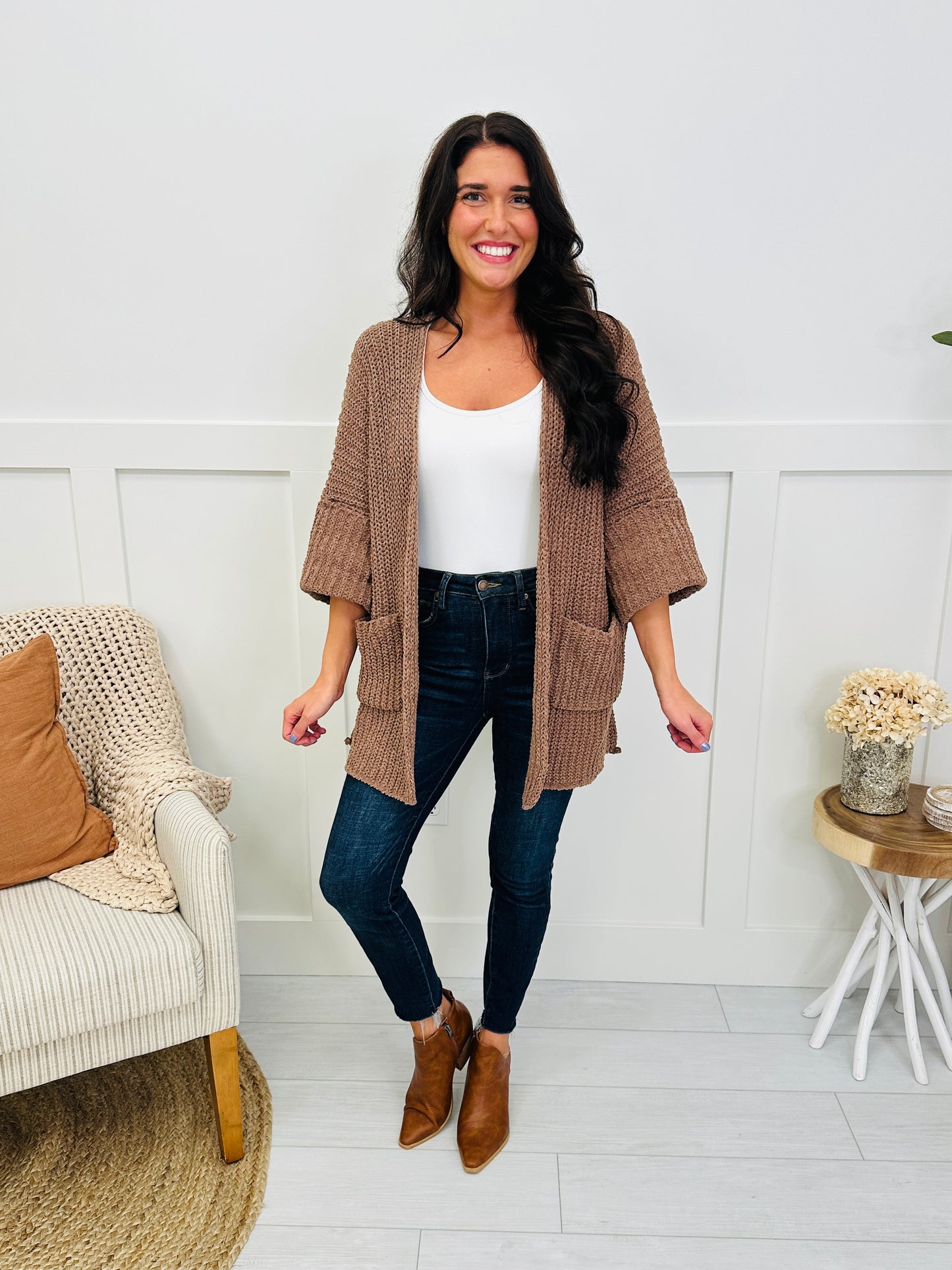 Morning Dew Cardigan In Chocolate