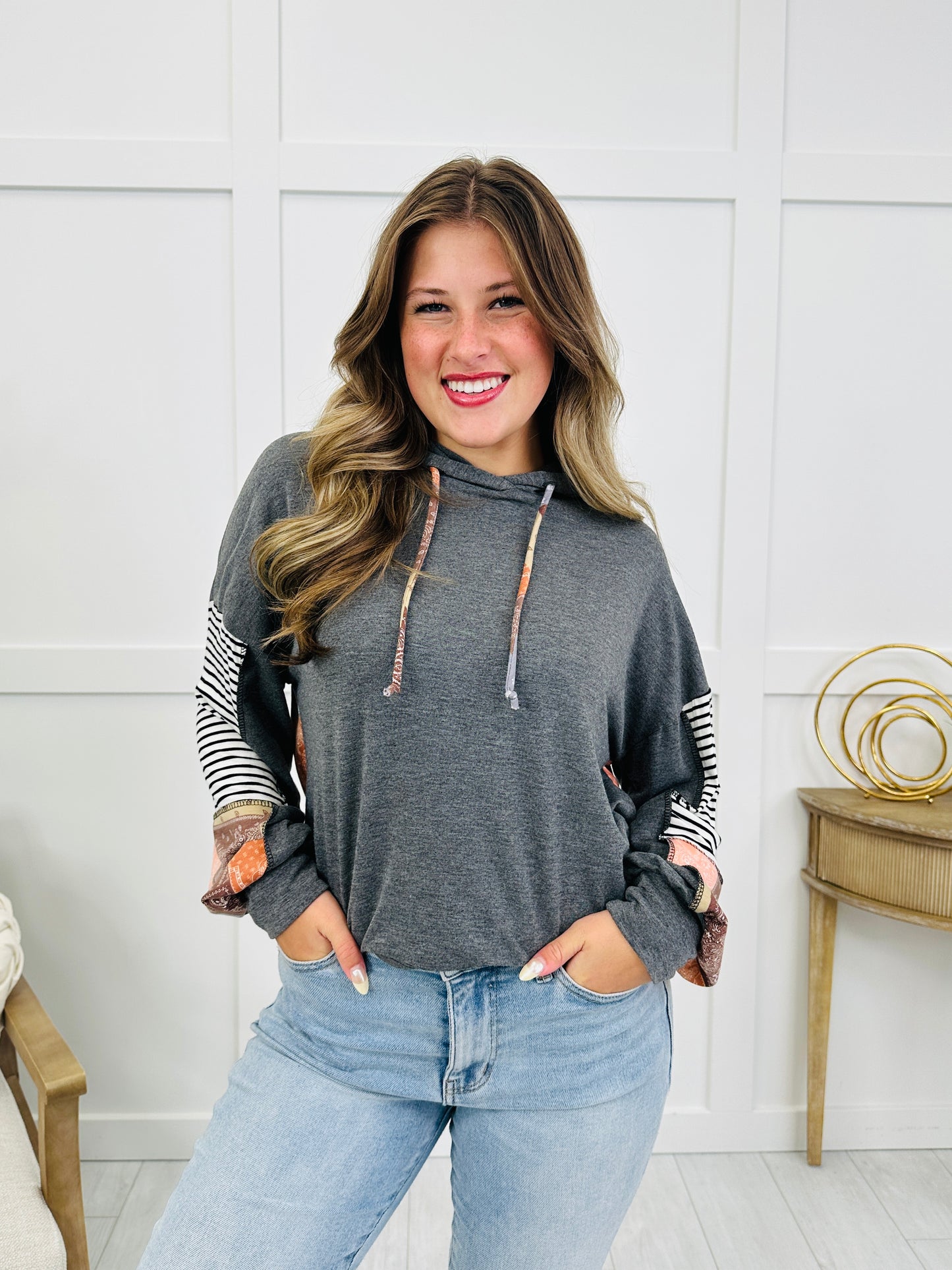Patchwork Path Hoodie in Charcoal