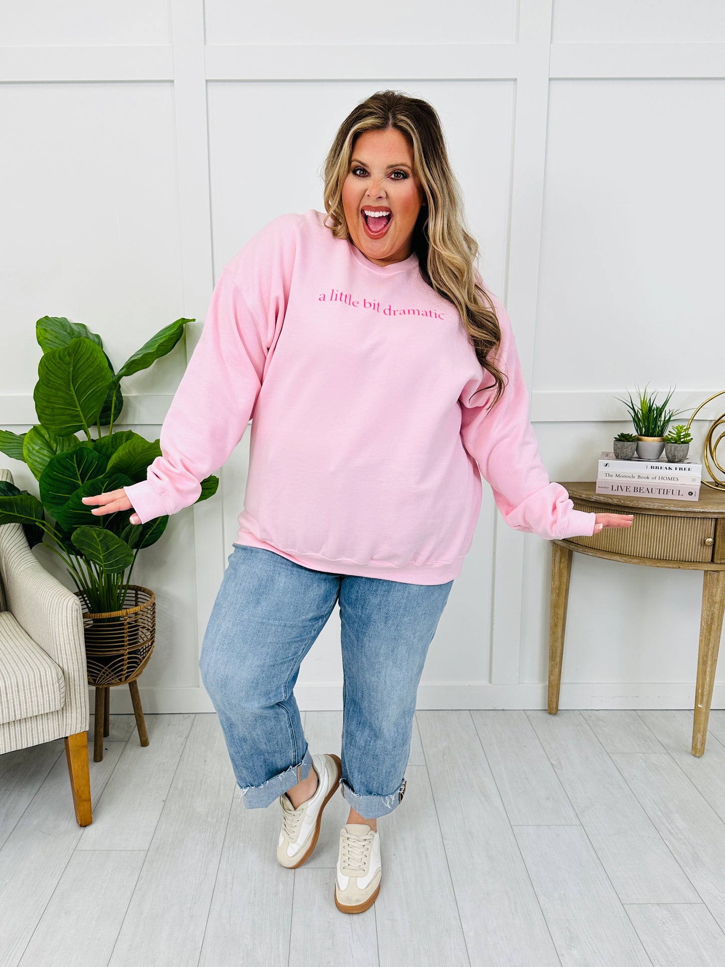 A Little Bit Dramatic Graphic Crewneck Sweatshirt