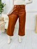 Judy Blue Leather or Never Tummy Control Faux Leather Wide Leg Cropped Pants in Reg/Curvy