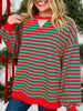 Striped With Cheer Pullover