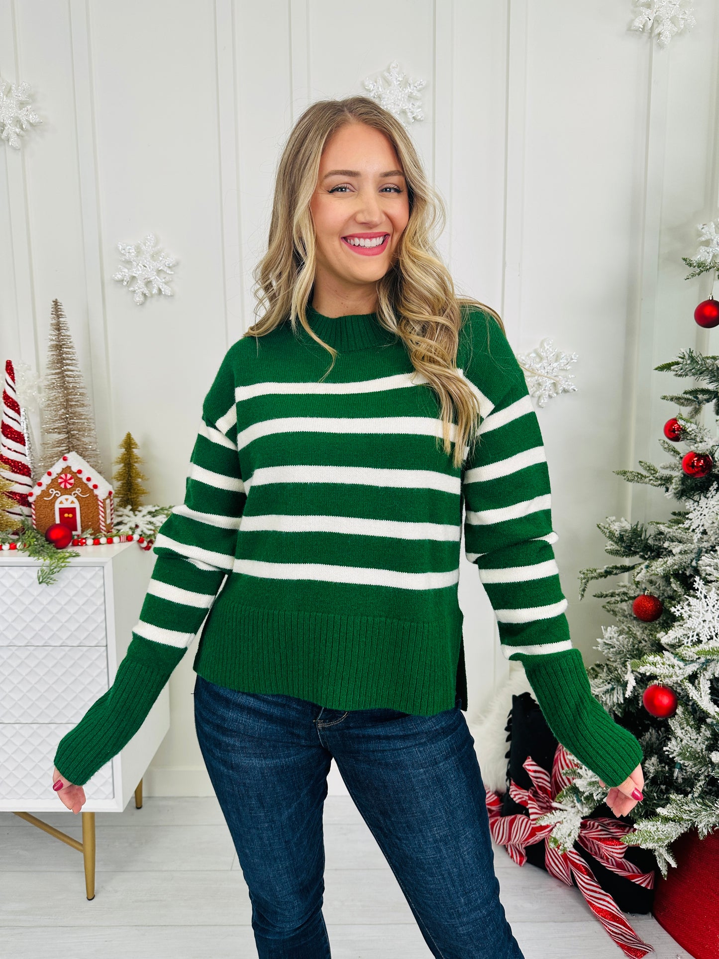 Beyond the Stripe Sweater In Pine Tree