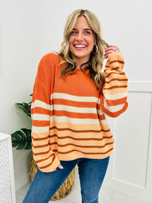 Autumn Streaks Sweater In Rust/Peach