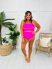 The Samantha Swim Top In Bright Pink