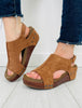 Studded Steps Wedges In Brown Suede Croco