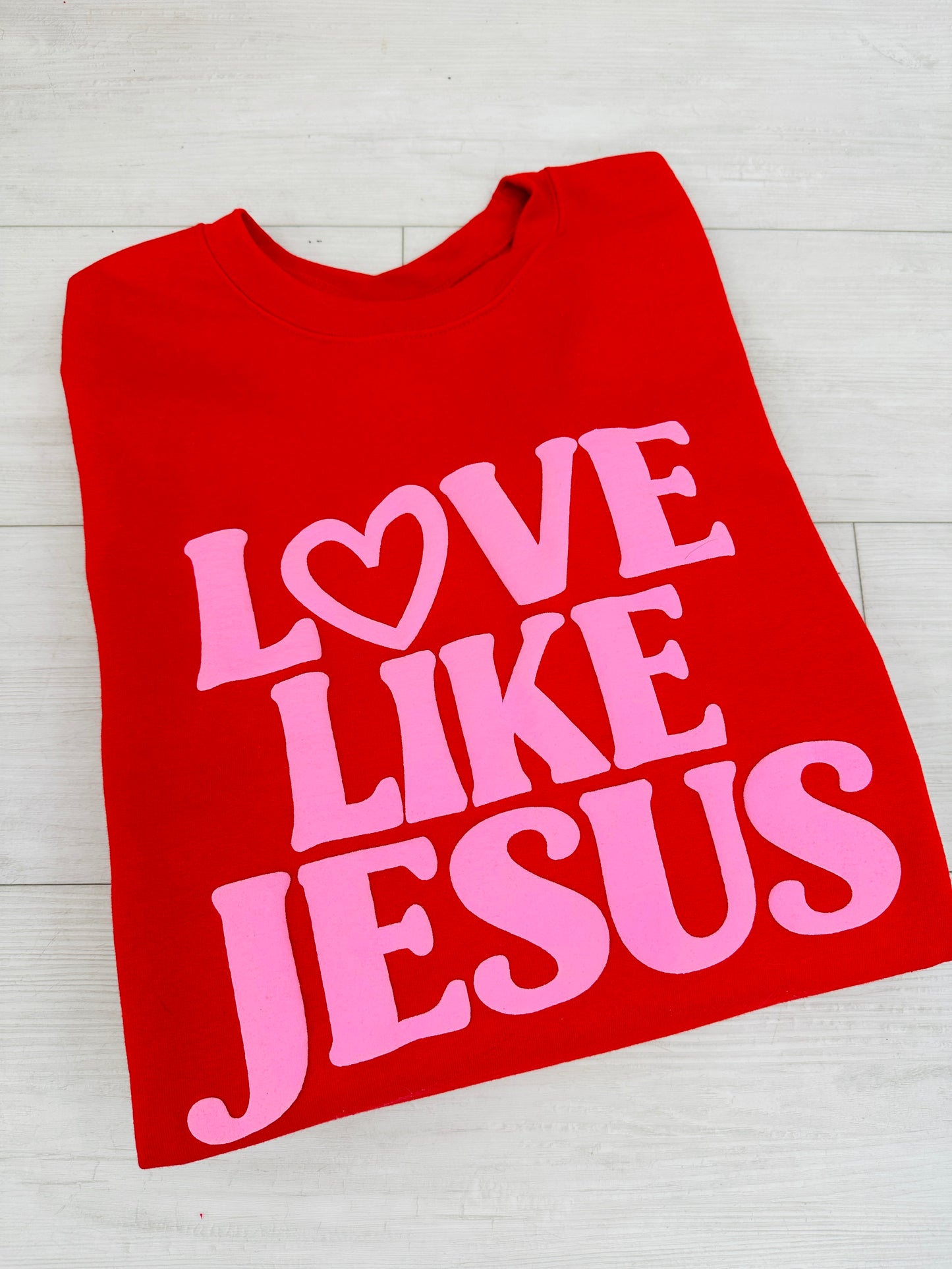 Love Like Jesus Puff Graphic Crewneck Sweatshirt