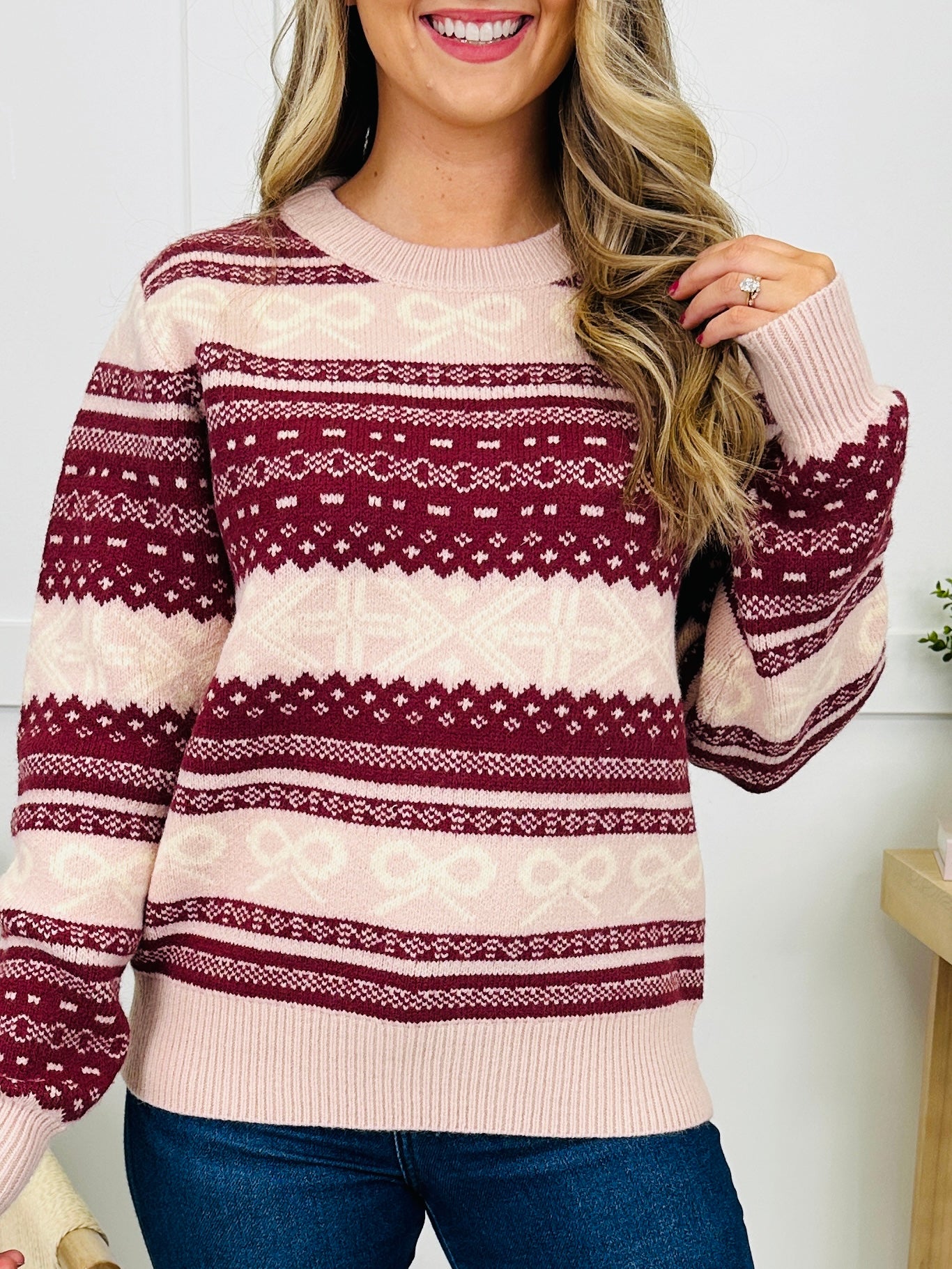 Hearts In The Static Sweater in Cranberry