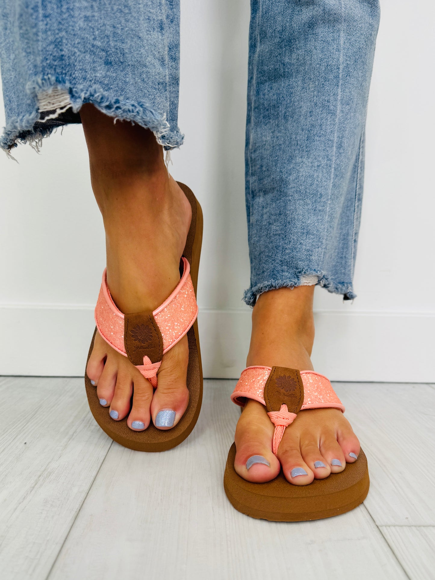 Flirt in the Firelight Flip Flops In Peach
