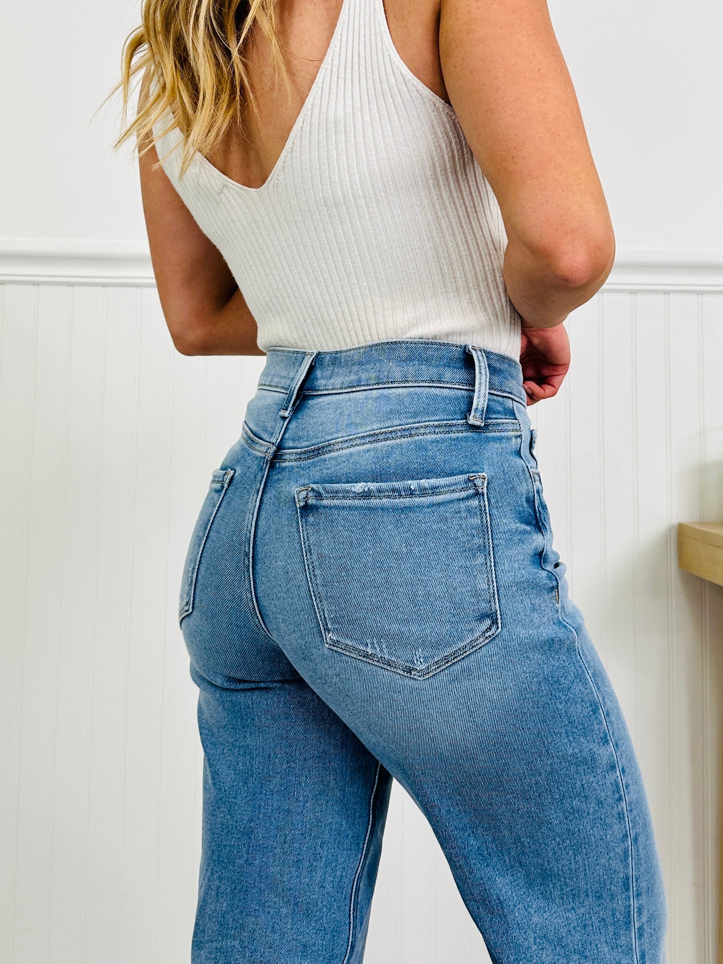 Easy Everyday Cropped Palazzo Tummy Control Jeans