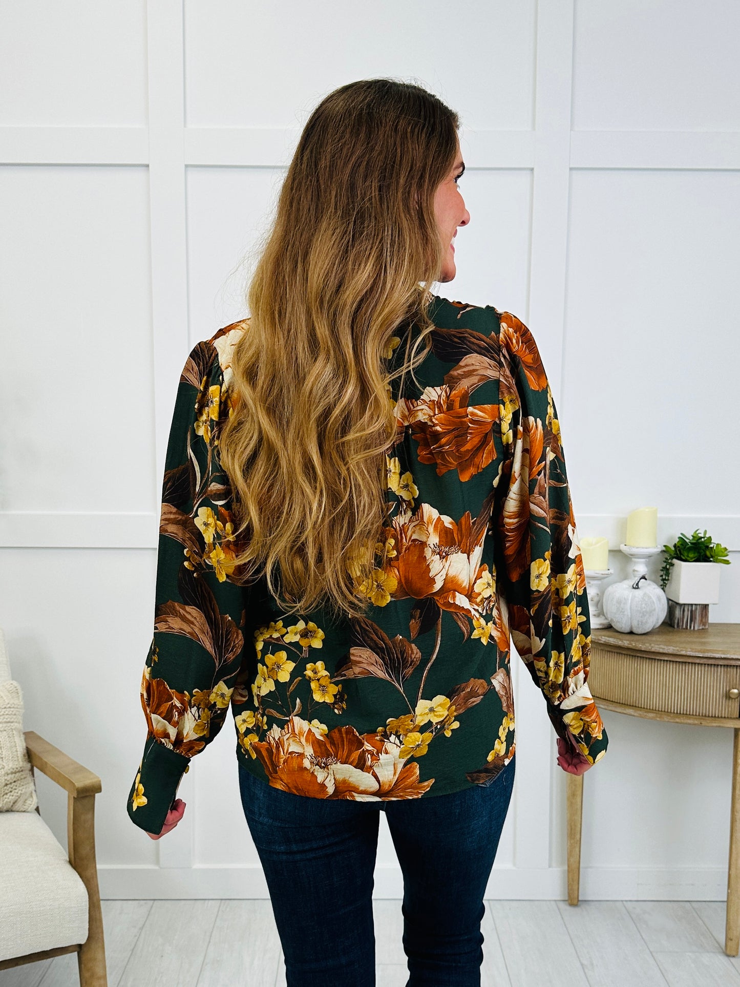 Woodland Bouquet Top In Green Multi