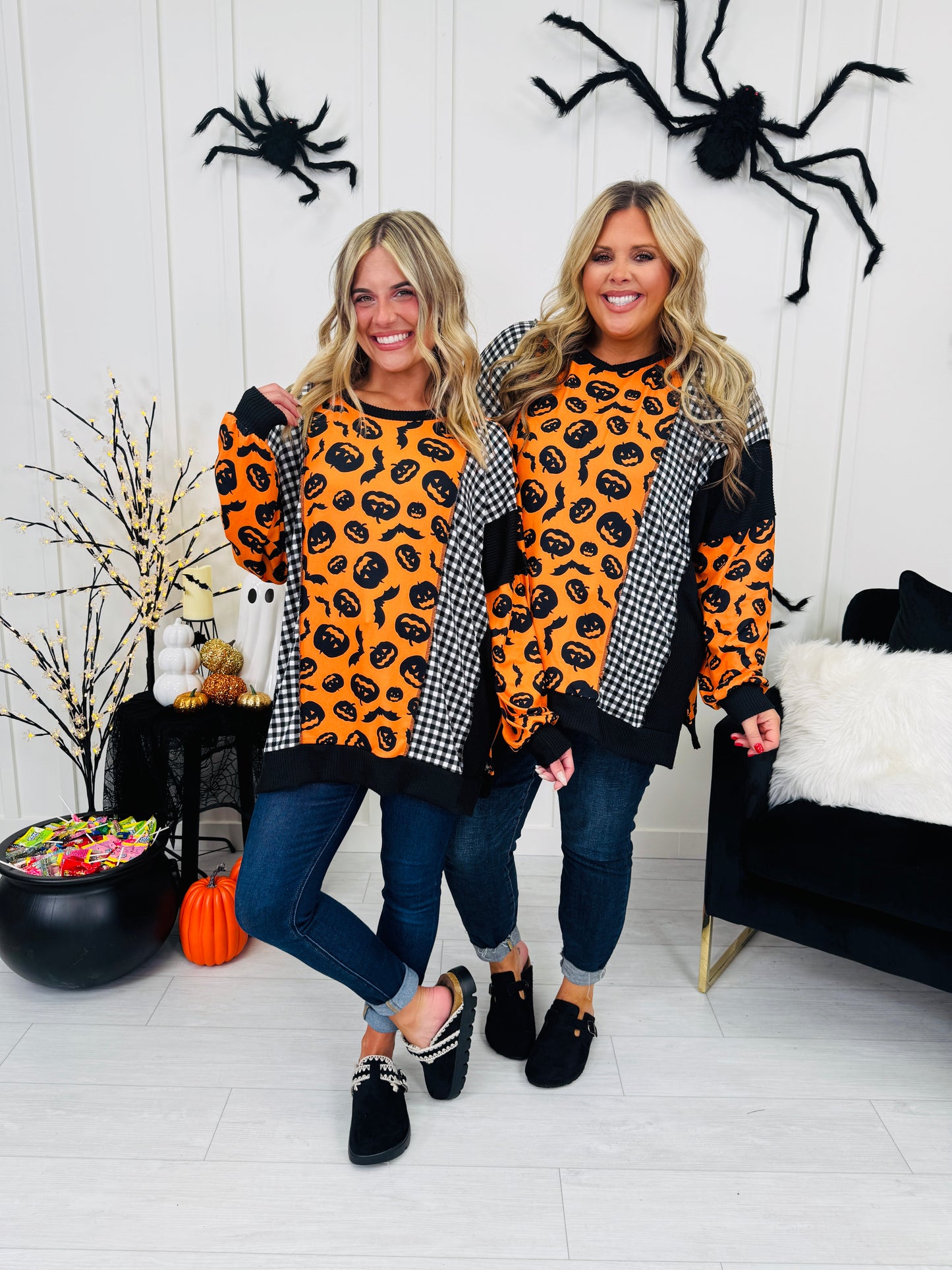All Things Spooky Top In Pumpkin Print