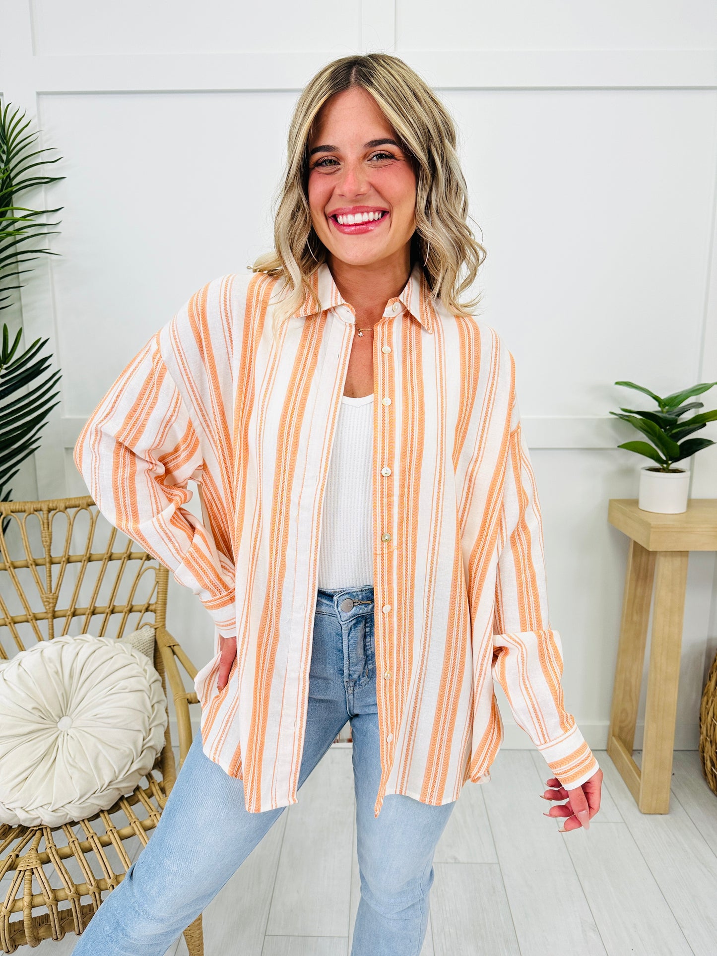 Cascade Stripes Top in Rust