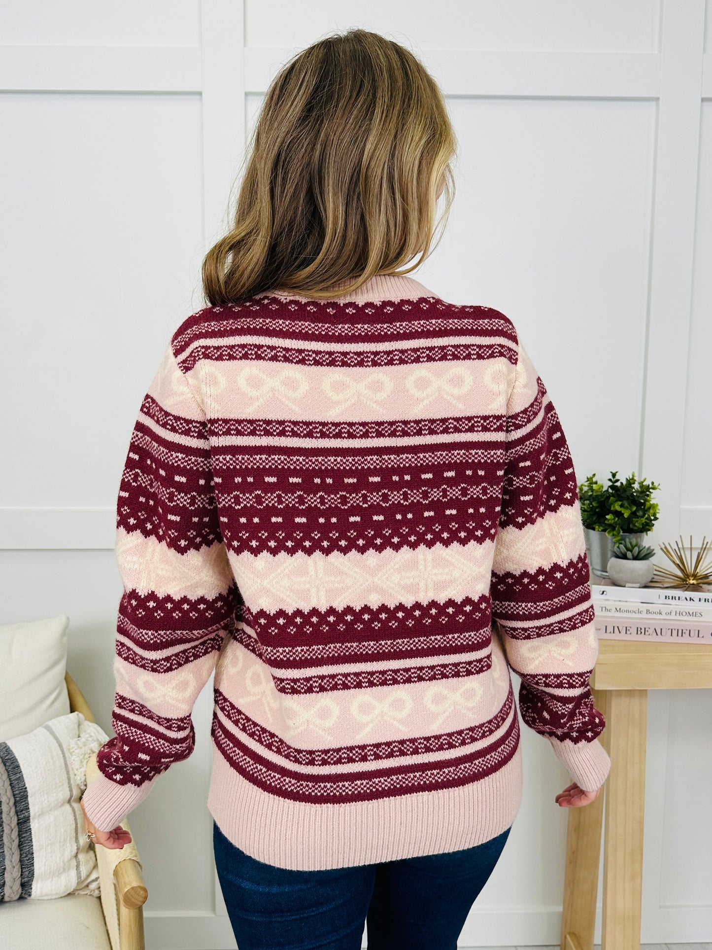 Hearts In The Static Sweater in Cranberry