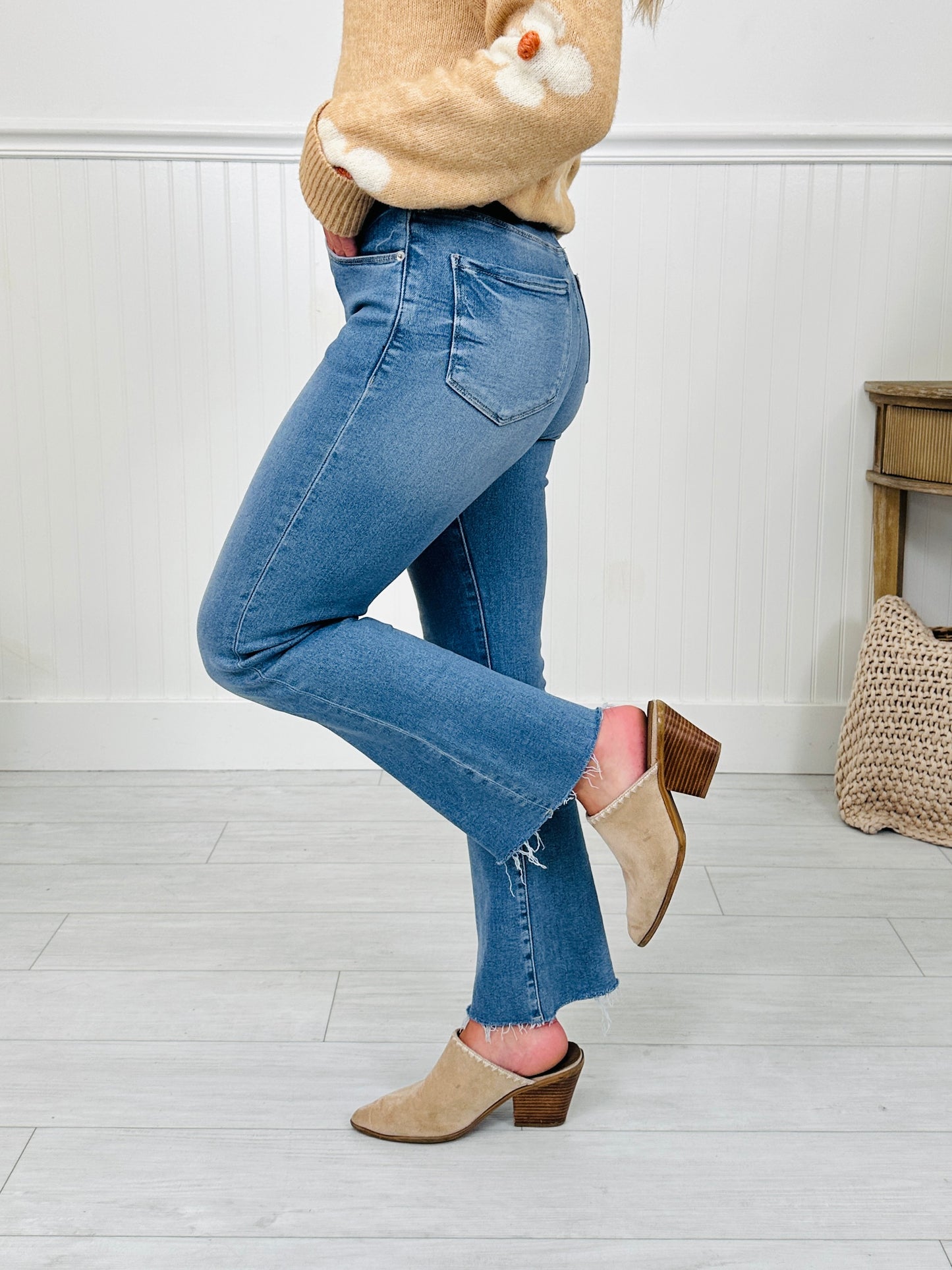 Soft Spot Tummy Control Cropped Kick Flare Jeans