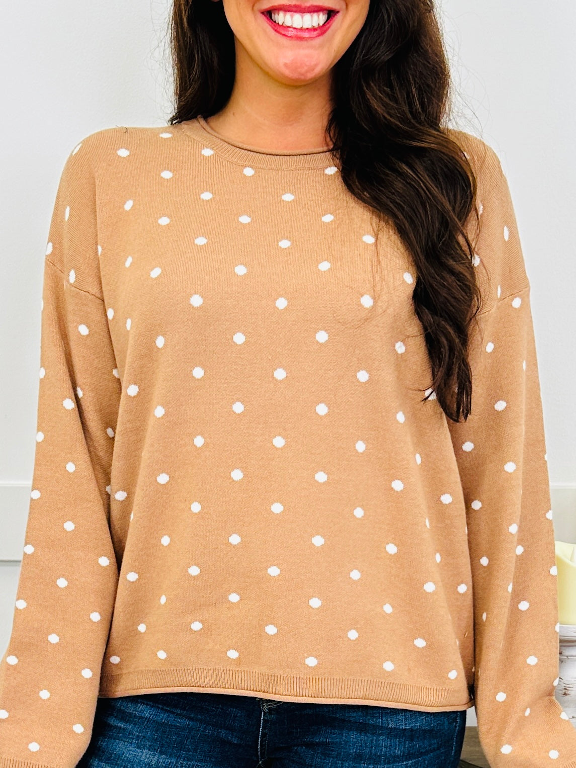 Café Dots Sweater In Camel/Ivory