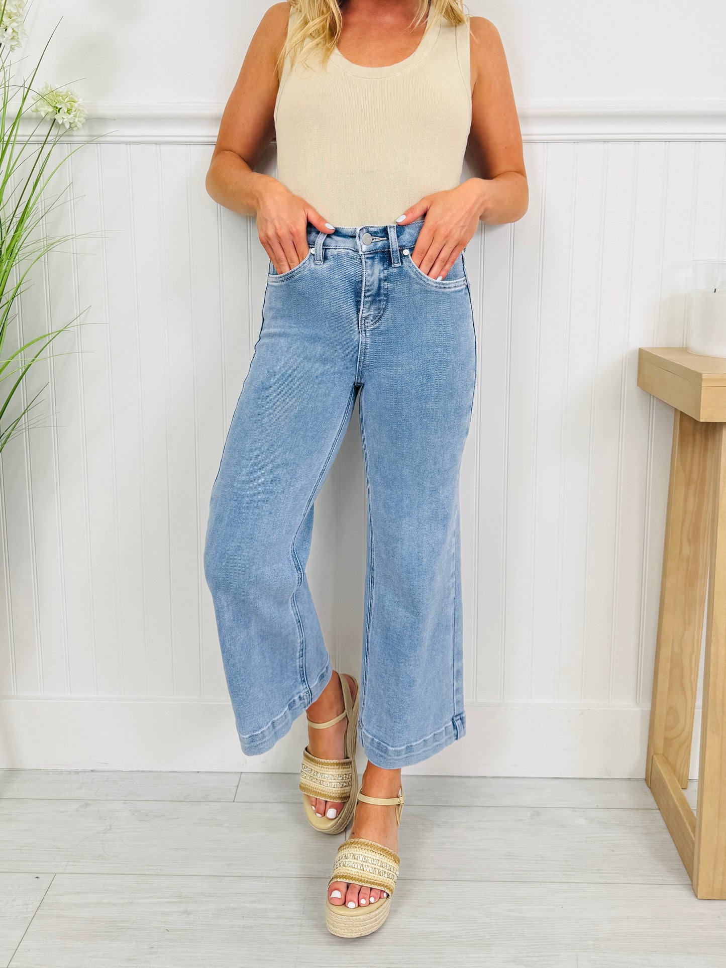 Triple the Comfort Cropped Wide Leg Jeans in Three Inseams