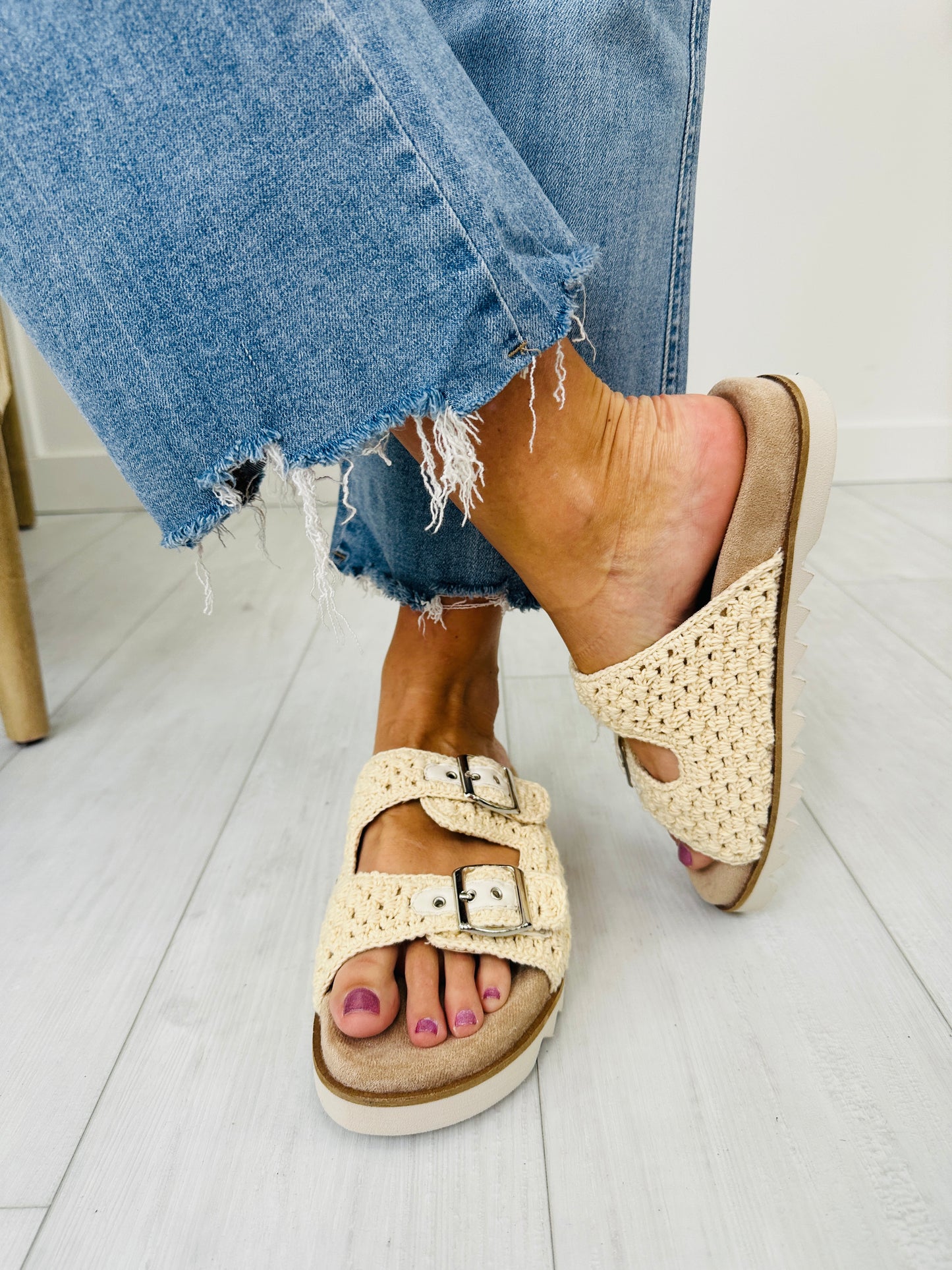 Coastal Buckle Sandals In Natural