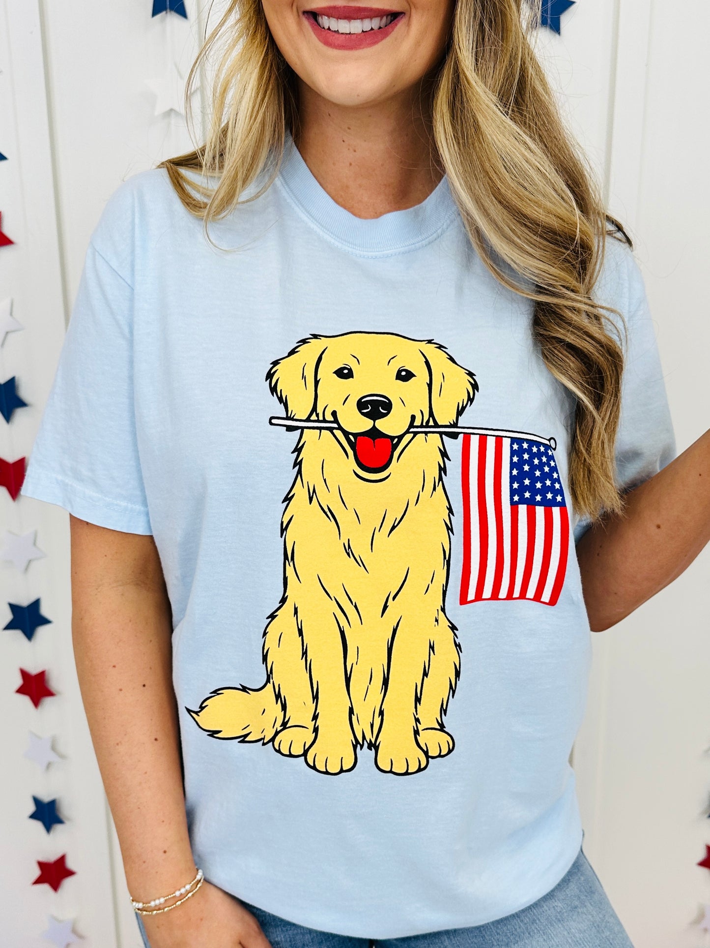 Golden Retriever Flag Graphic Tee